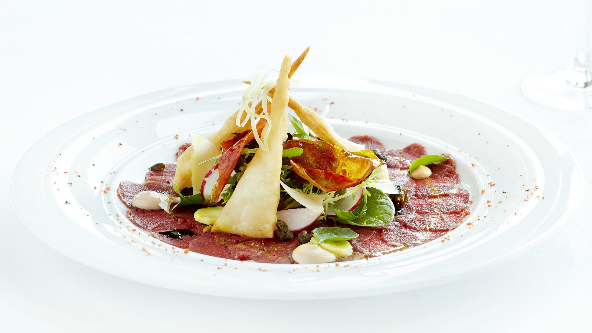 Carpaccio di Vitello dish at LOnda Restaurant Italian Cuisine Sheraton Rhodes Resort gourmet