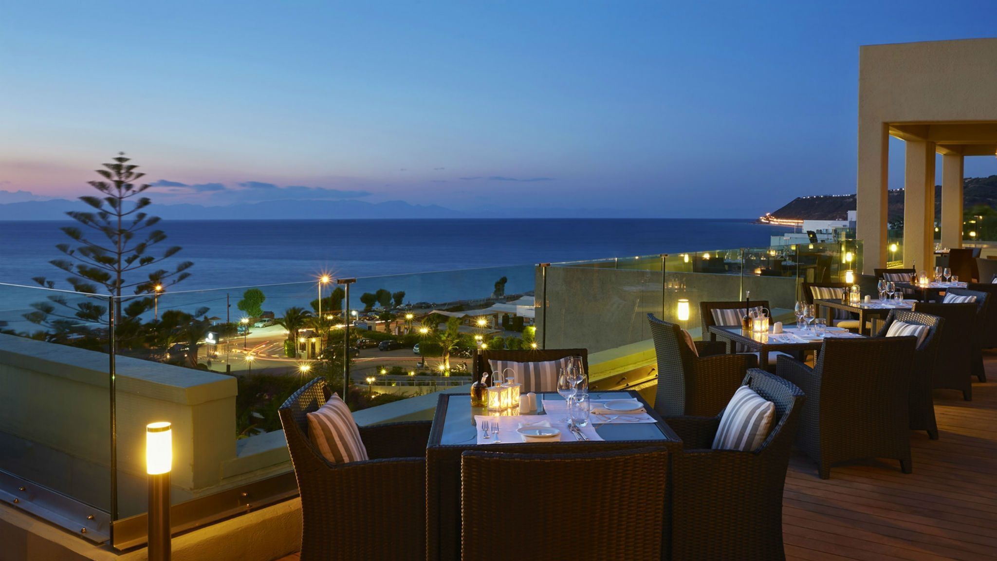 L'Onda Restaurant Sheraton Rhodes Resort Italian Cuisine with sea view over the Aegean Sea